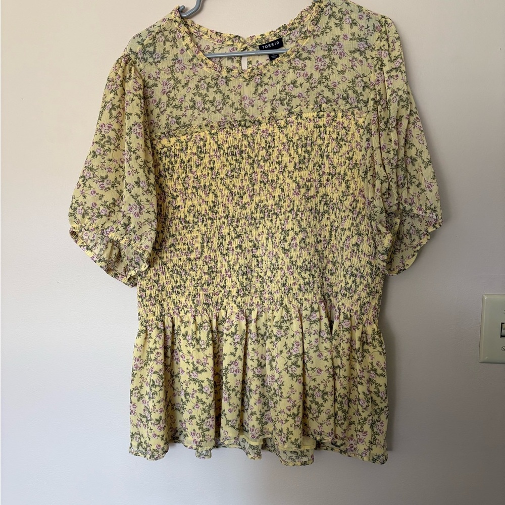 Torrid Yellow Floral Blouse